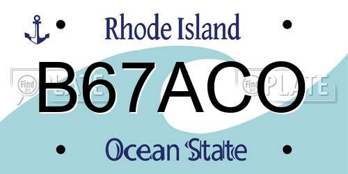 B67ACO Rhode Island License Plate
