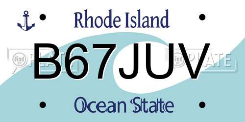 B67JUV Rhode Island License Plate