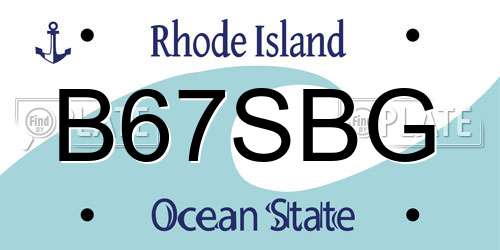B67SBG Rhode Island License Plate