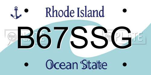 B67SSG Rhode Island License Plate