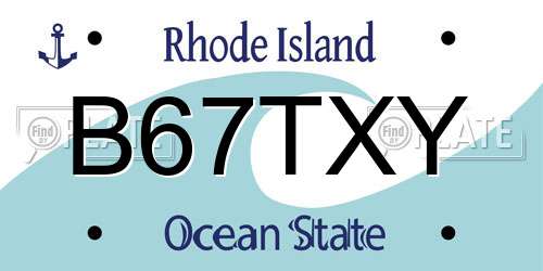 B67TXY Rhode Island License Plate