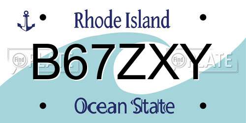 B67ZXY Rhode Island License Plate