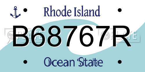 B68767R Rhode Island License Plate