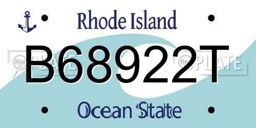 B68922T Rhode Island License Plate