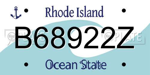 B68922Z Rhode Island License Plate