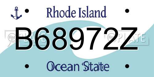 B68972Z Rhode Island License Plate