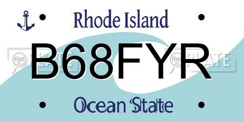 B68FYR Rhode Island License Plate