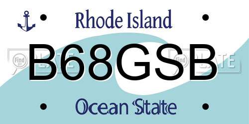 B68GSB Rhode Island License Plate