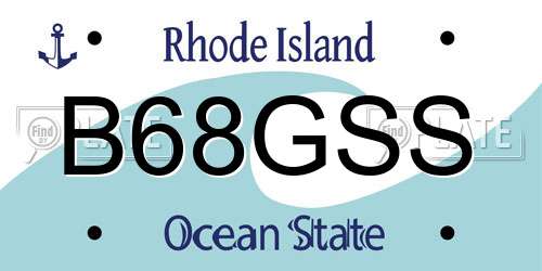 B68GSS Rhode Island License Plate