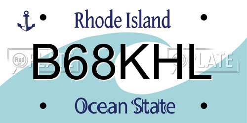 B68KHL Rhode Island License Plate