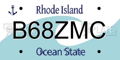 B68ZMC Rhode Island License Plate