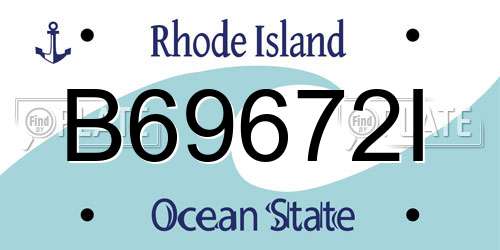 B69672I Rhode Island License Plate