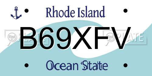 B69XFV Rhode Island License Plate
