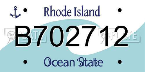 B702712 Rhode Island License Plate