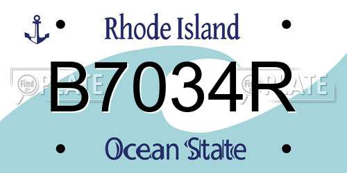 B7034R Rhode Island License Plate