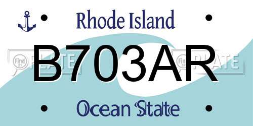 B703AR Rhode Island License Plate