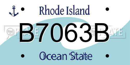 B7063B Rhode Island License Plate