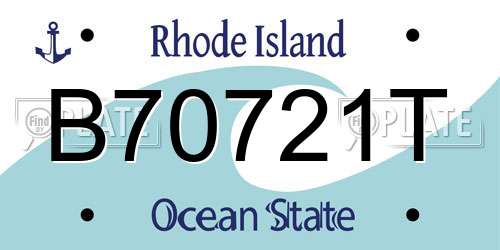 B70721T Rhode Island License Plate