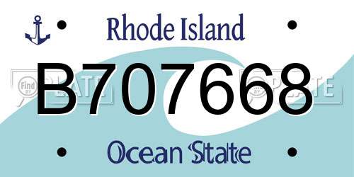 B707668 Rhode Island License Plate