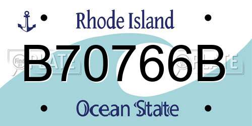 B70766B Rhode Island License Plate