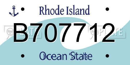 B707712 Rhode Island License Plate