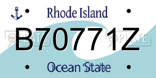 B70771Z Rhode Island License Plate