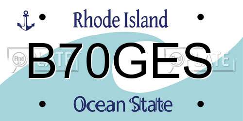B70GES Rhode Island License Plate