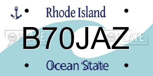 B70JAZ Rhode Island License Plate