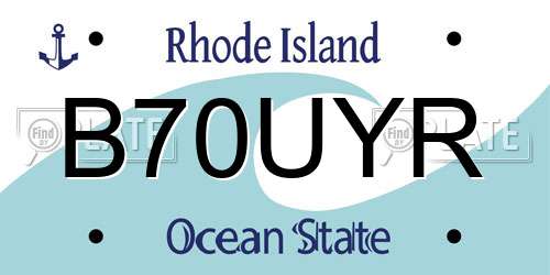 B70UYR Rhode Island License Plate