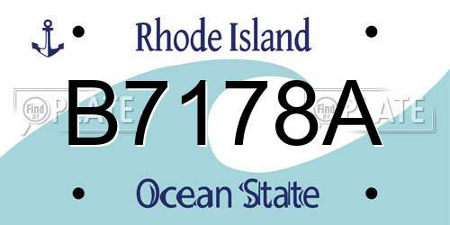 B7178A Rhode Island License Plate