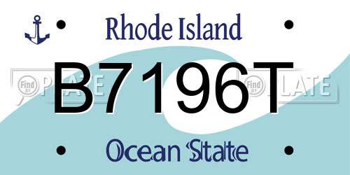 B7196T Rhode Island License Plate
