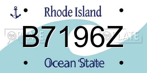 B7196Z Rhode Island License Plate