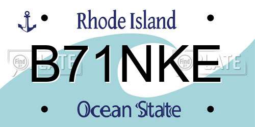 B71NKE Rhode Island License Plate