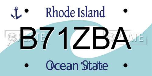 B71ZBA Rhode Island License Plate