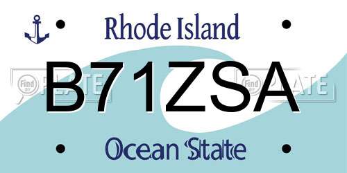 B71ZSA Rhode Island License Plate