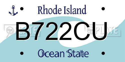 B722CU Rhode Island License Plate