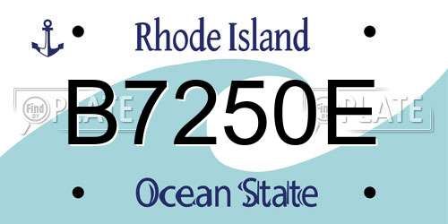 B7250E Rhode Island License Plate
