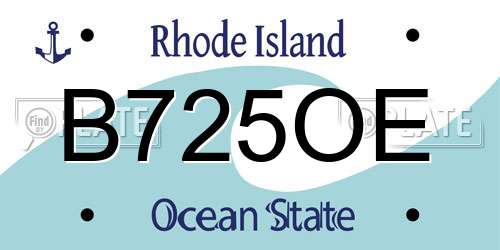B725OE Rhode Island License Plate