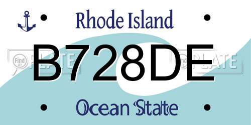 B728DE Rhode Island License Plate