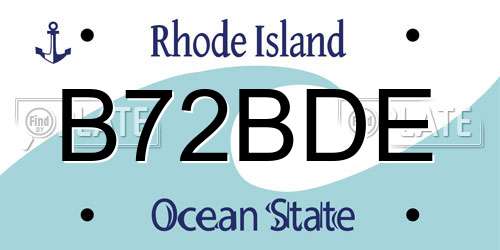 B72BDE Rhode Island License Plate