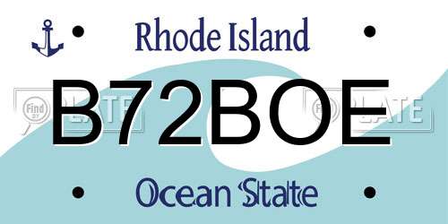 B72BOE Rhode Island License Plate