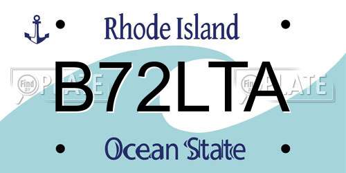 B72LTA Rhode Island License Plate