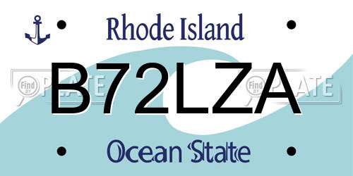 B72LZA Rhode Island License Plate