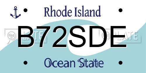 B72SDE Rhode Island License Plate