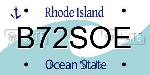 B72SOE Rhode Island License Plate