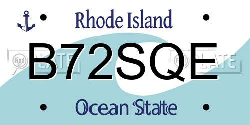 B72SQE Rhode Island License Plate
