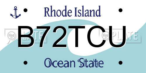B72TCU Rhode Island License Plate