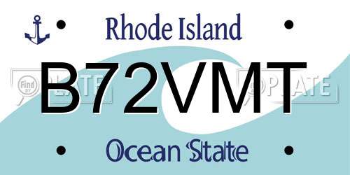 B72VMT Rhode Island License Plate
