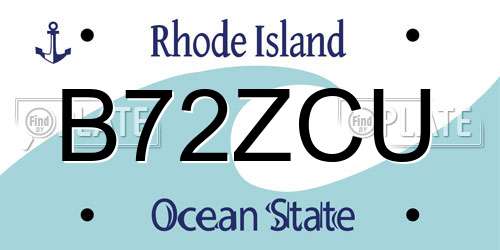 B72ZCU Rhode Island License Plate
