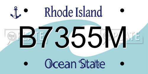 B7355M Rhode Island License Plate